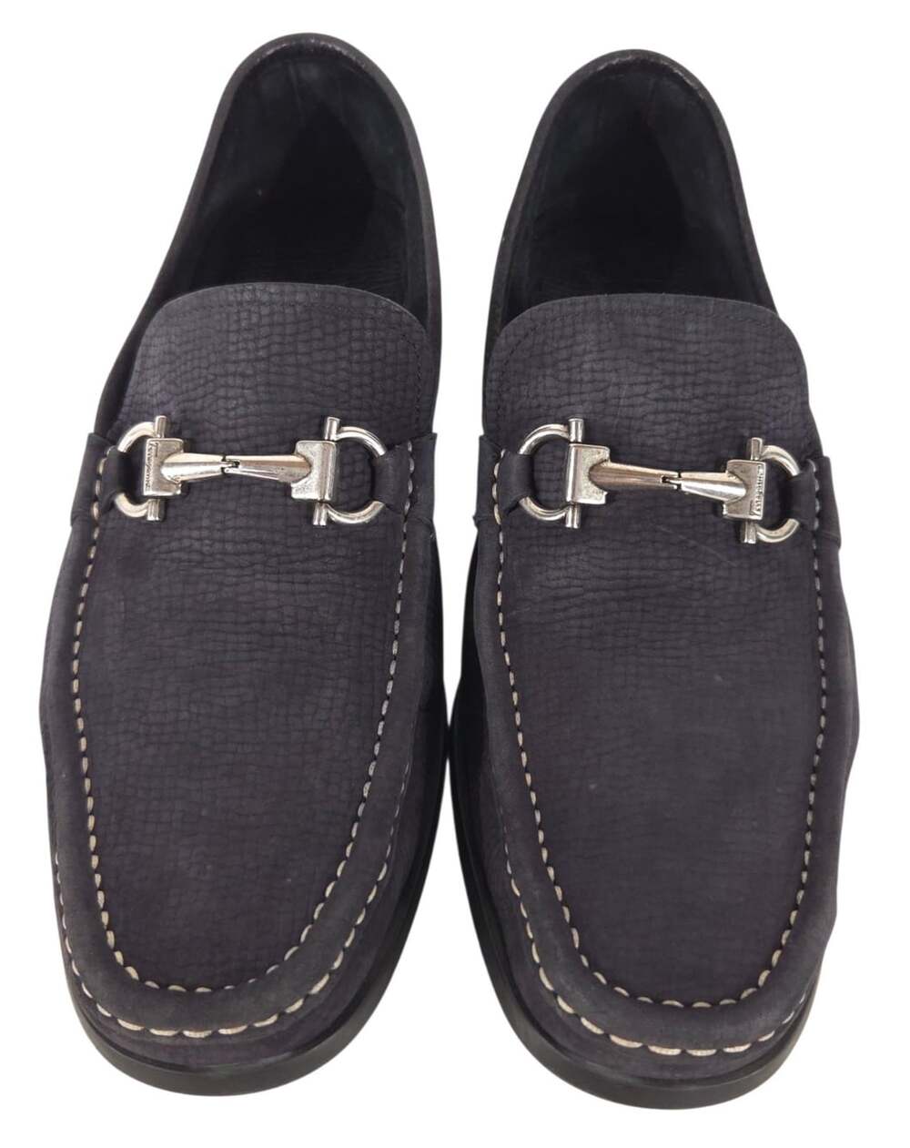 Salvatore Ferragamo Driving Loafers US 7 2E IT 40 Mens Navy Suede Bit $595